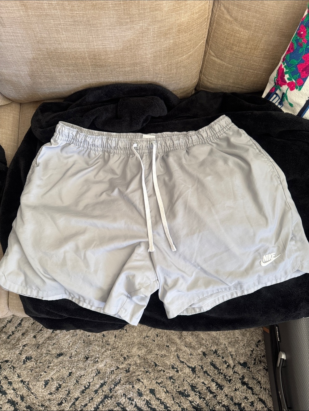 Nike Light Gray Athletic Drawstring Shorts
